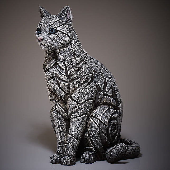 Cat Sitting (White) - Edge Sculpture