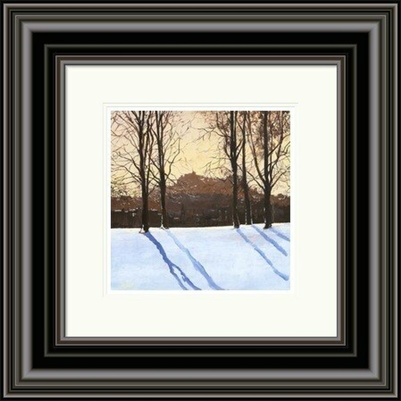 Winter Morning, Inverleith by Chris Taylor framed wall art print showing snowy ground, bare trees and blue winter shadows