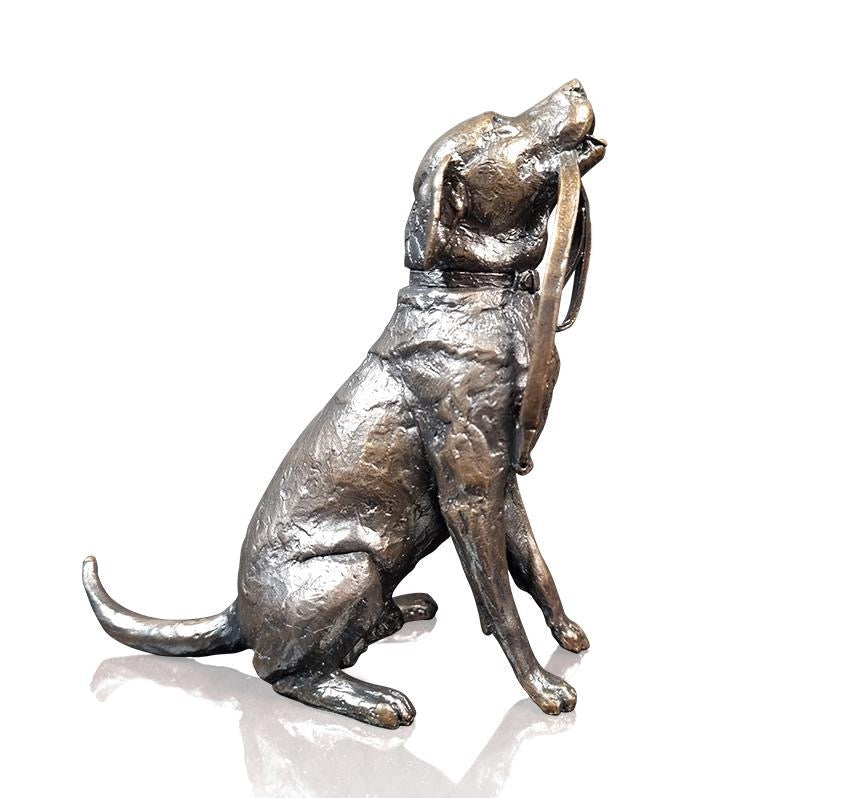 Labrador with Lead Bronze Dog Figurine by Michael Simpson (Richard Cooper Bronze)