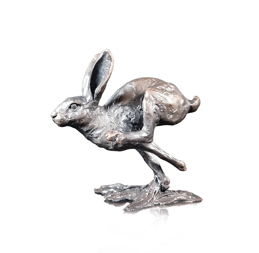 Small Hare Running Bronze Sculpture by Michael Simpson