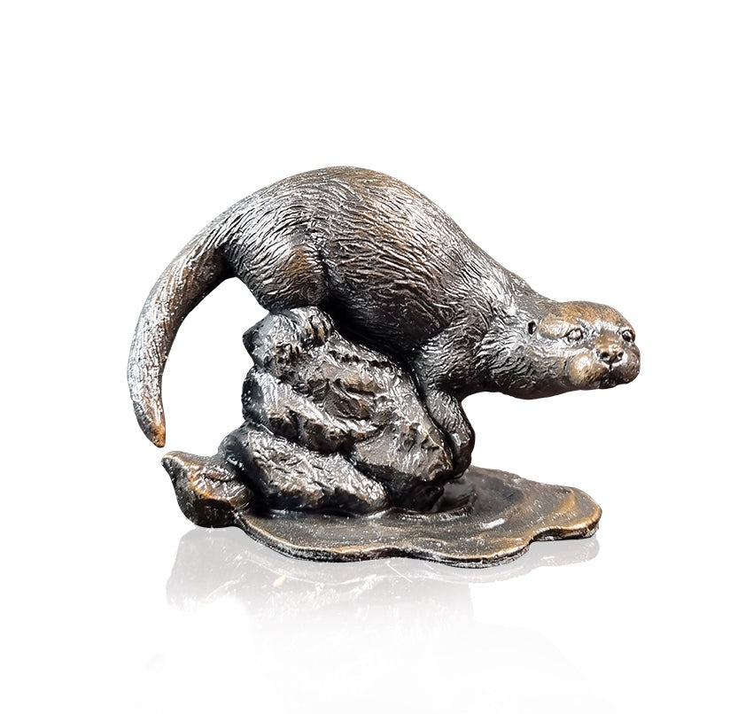 Small Otter Bronze Sculpture by Keith Sherwin
