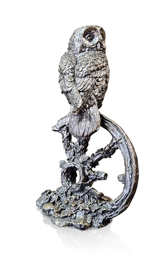 Small Tawny Owl Bronze Sculpture by Keith Sherwin